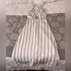 & Other Stories Linen A line White dress with Black Pinstripes